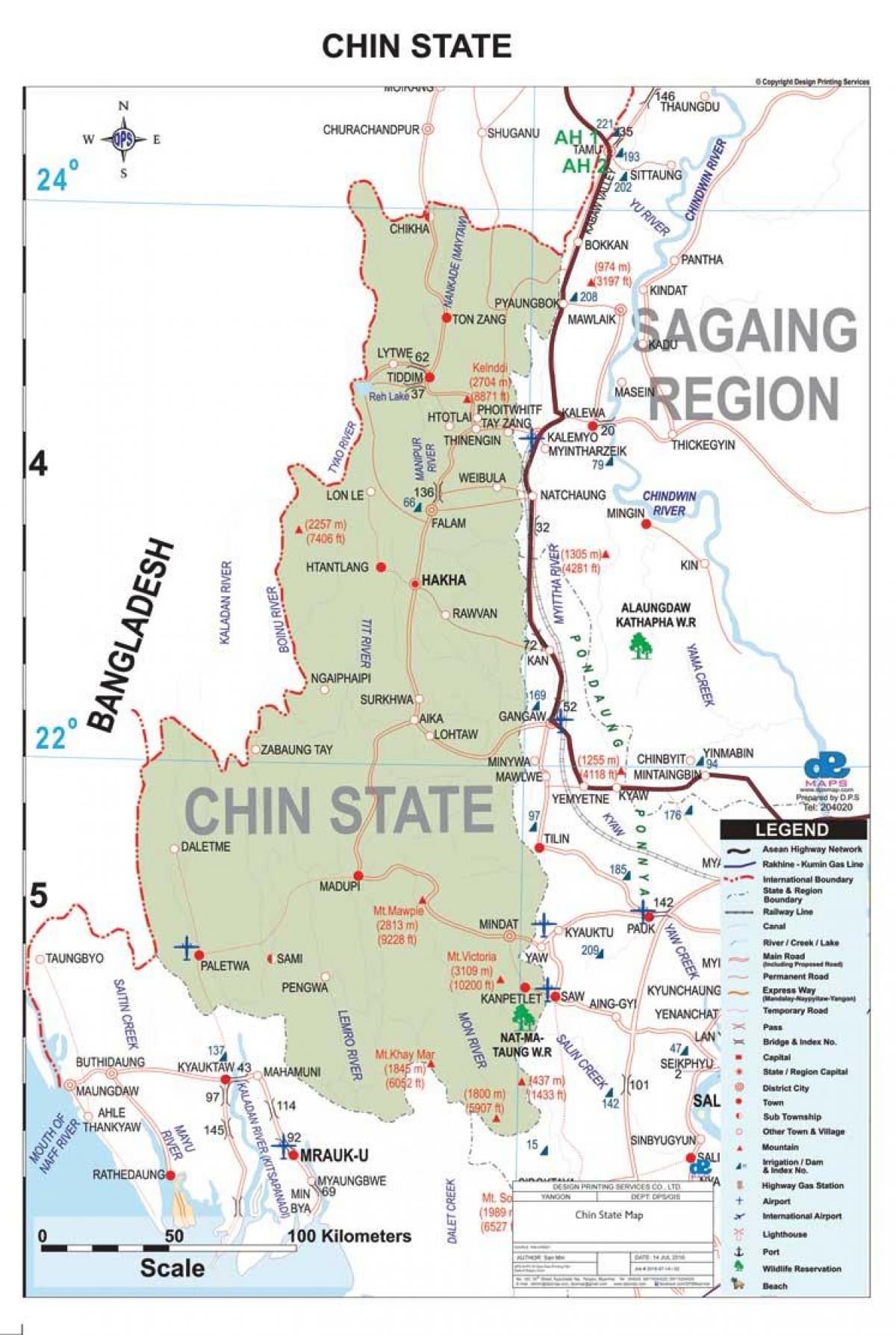 Mapa de la barbeta estat Myanmar