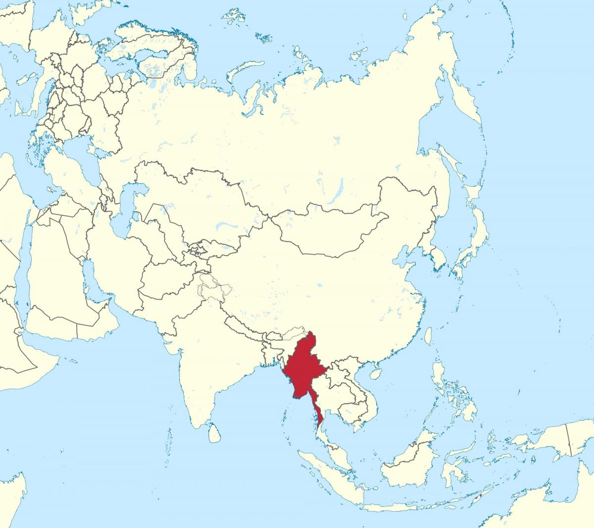 mapa del món Myanmar Birmània