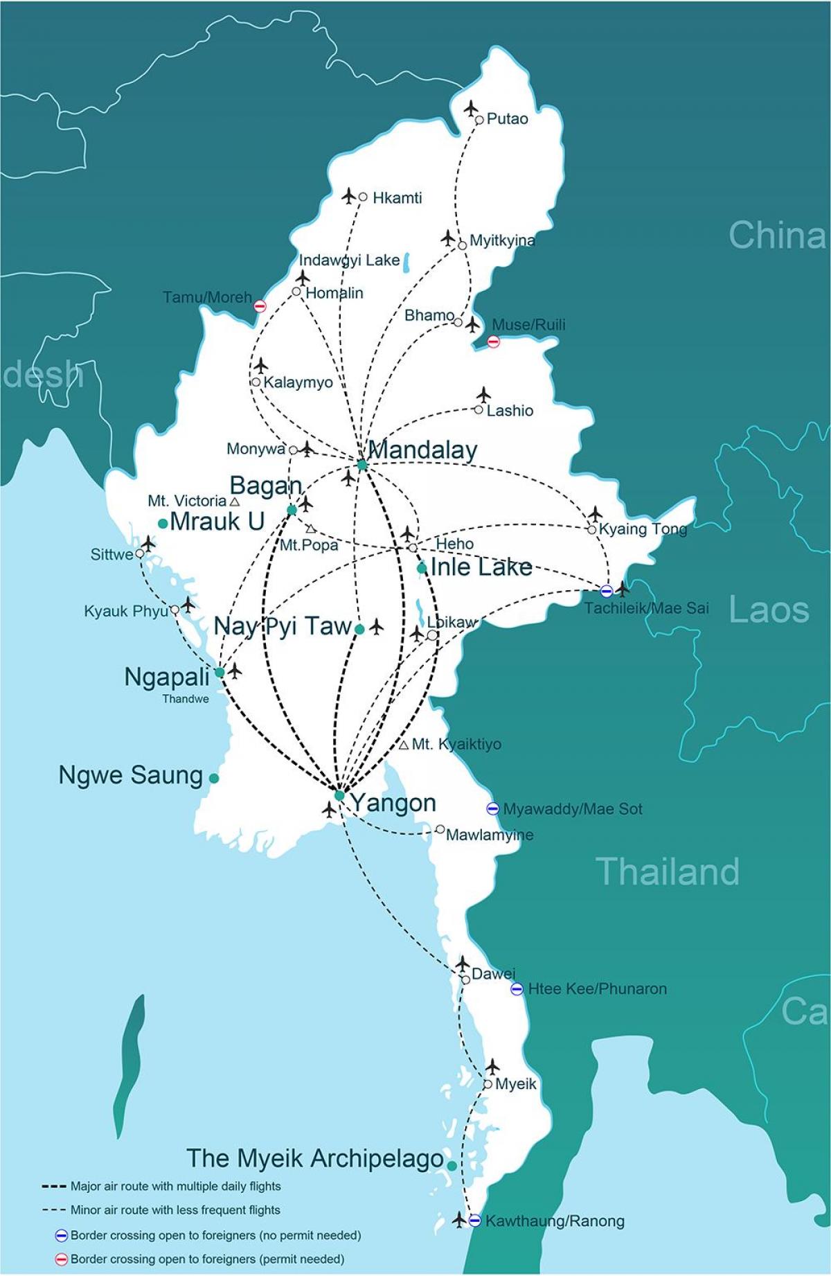 Birmània aeroports mapa