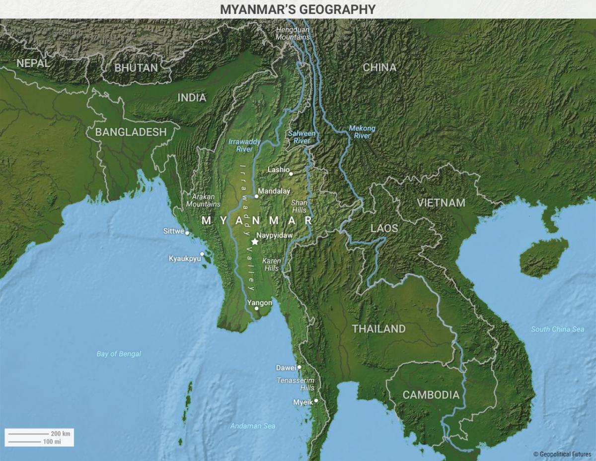 Birmània geografia mapa