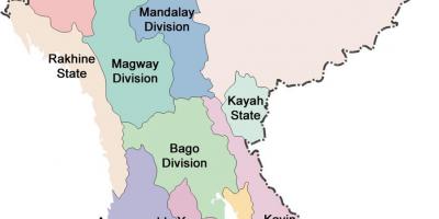 Myanmar mapa i estats