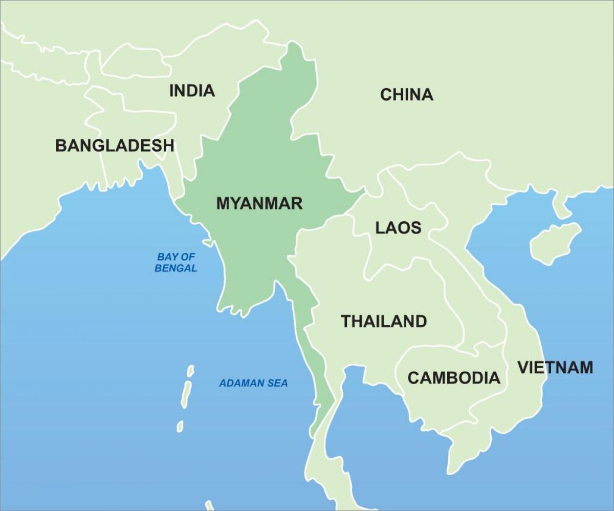 Myanmar en el mapa d'àsia